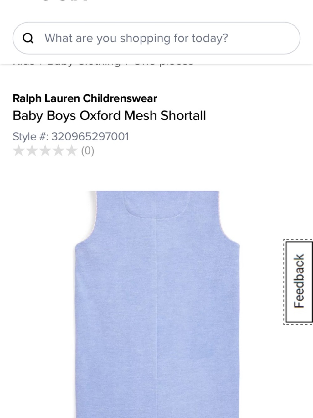 Polo by Ralph Lauren Baby Boys Light Blue Oxford Mesh Shortall